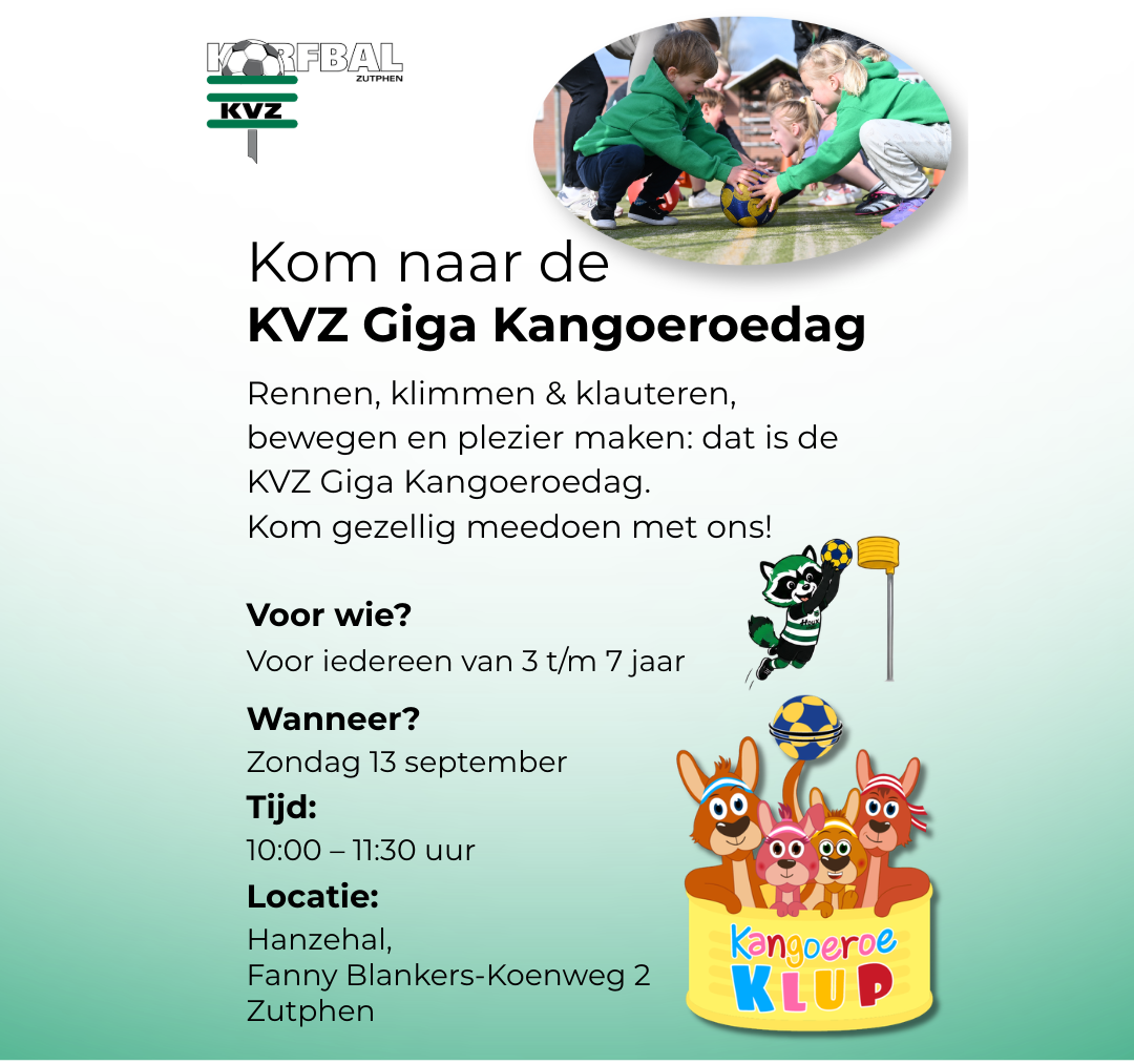 KVZ organiseert Giga Kangoeroedag voor kinderen van 3 t/m 7 jaar!