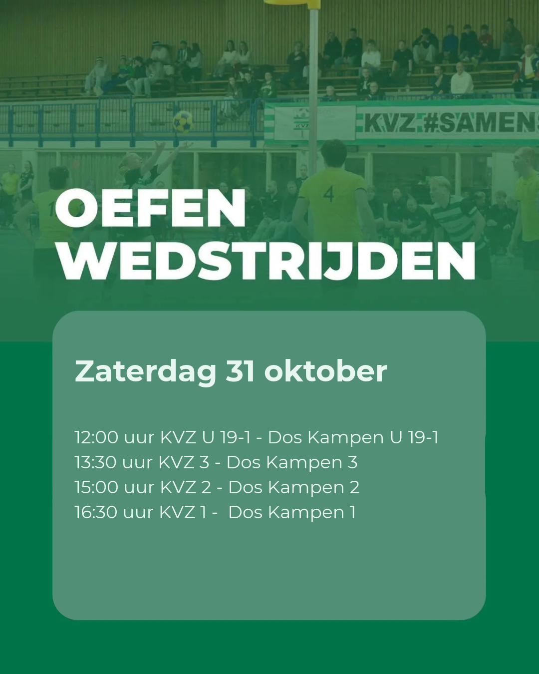 Oefenprogramma zaterdag 31 oktober